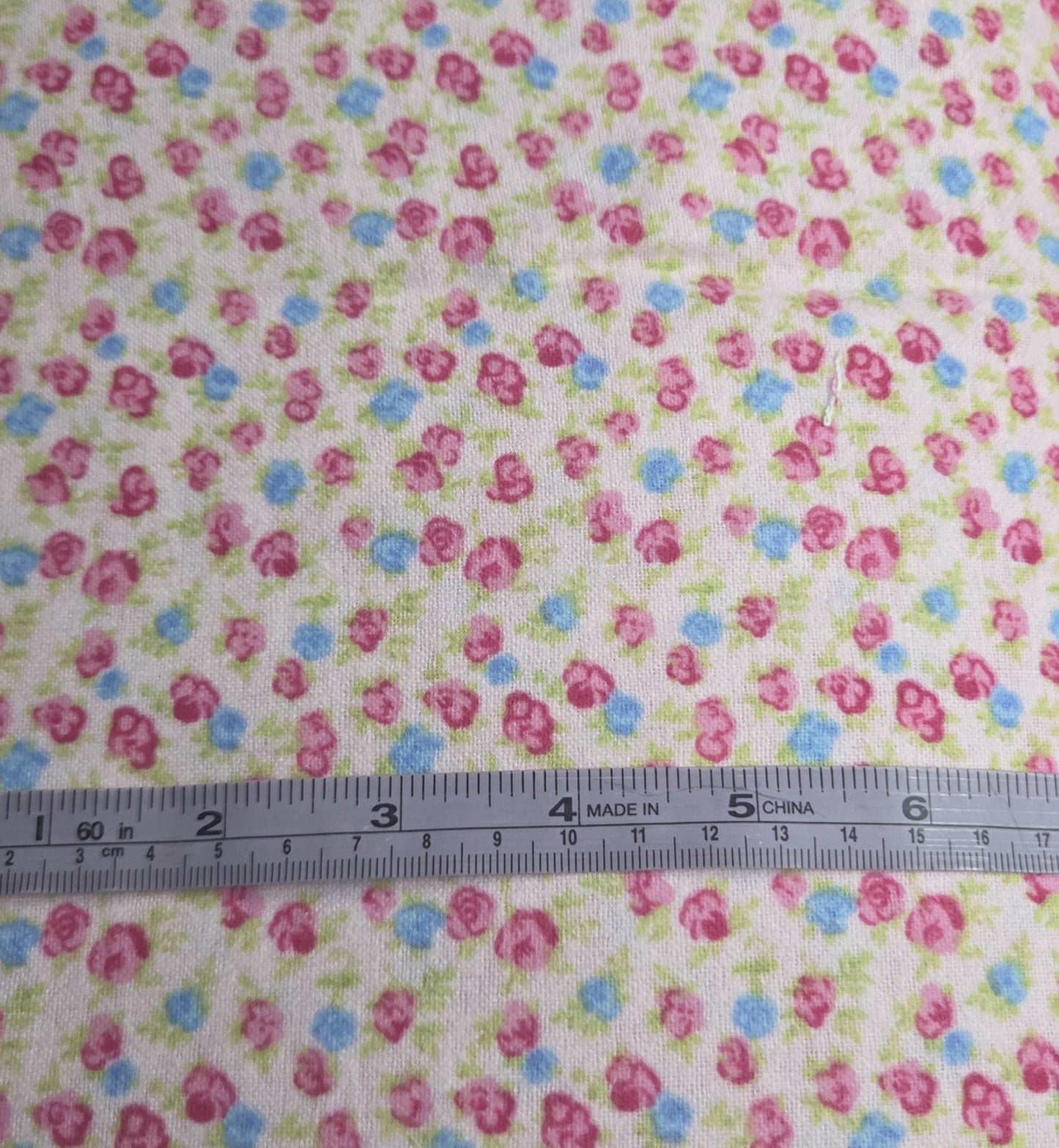 Pink Ditsy Floral Print on White ♥ Flannel