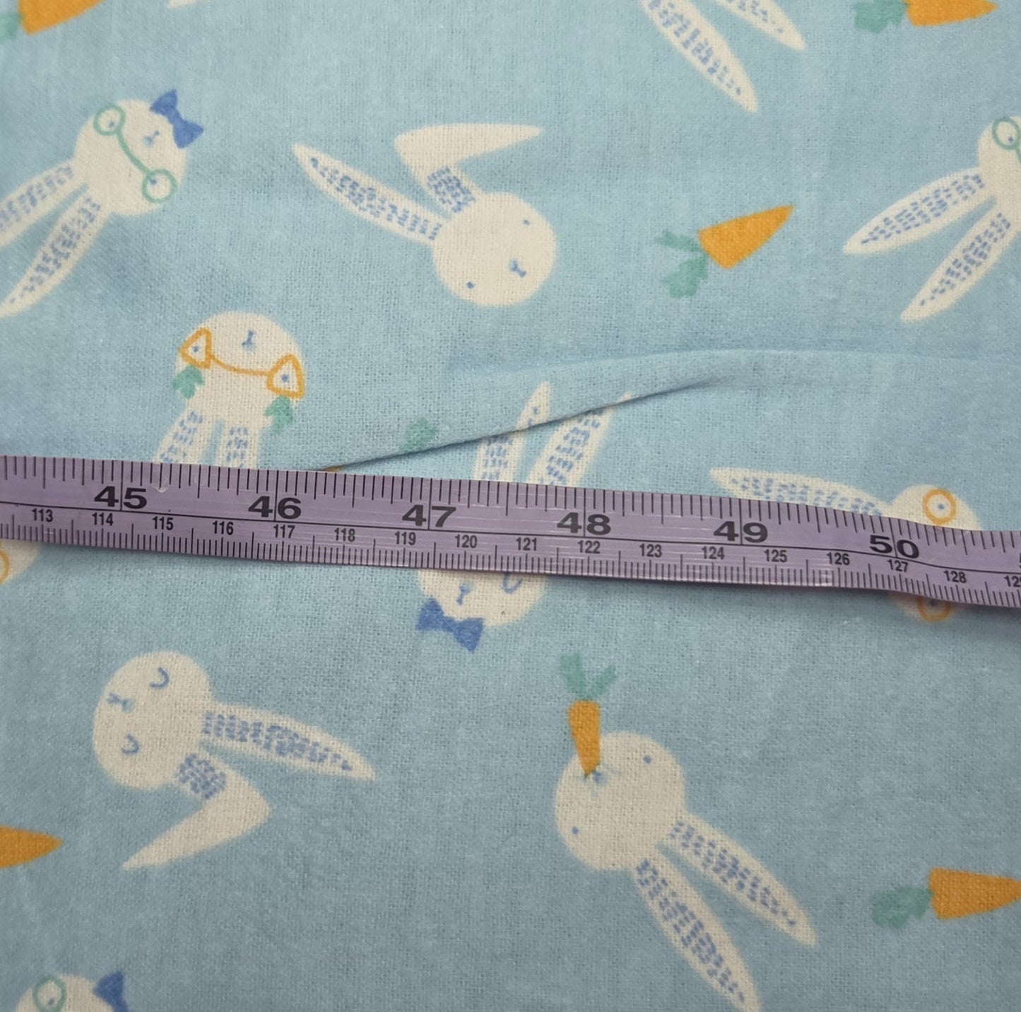Easter Bunnies & Carrot Toss on Blue ♥ Flannel