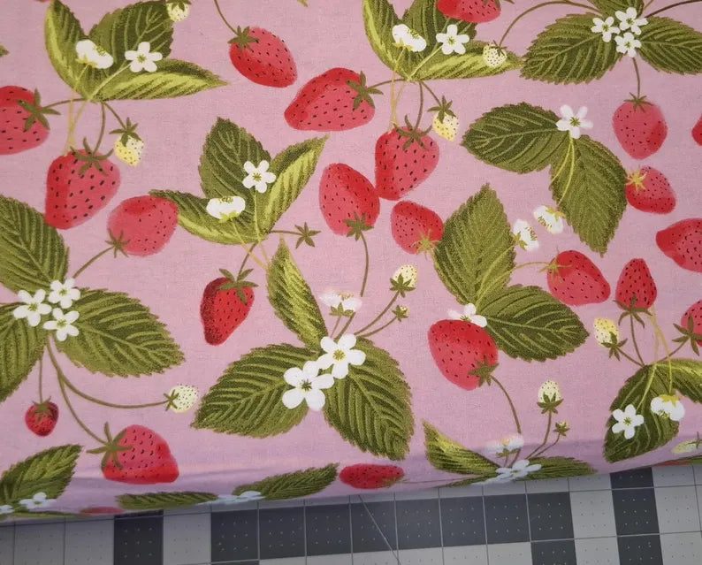 Strawberry Floral on Pink ♥ Flannel