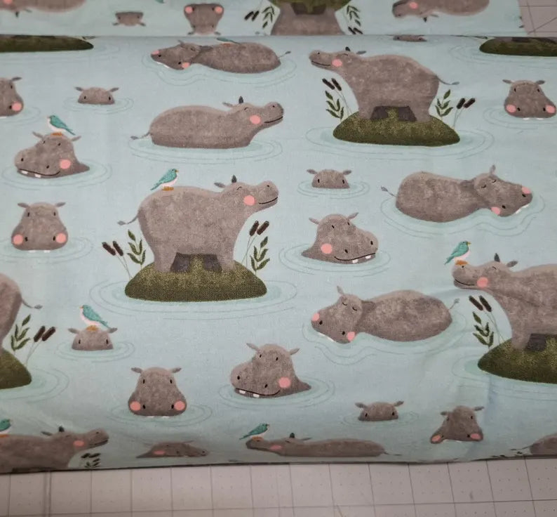 Hippos on Blue ♥ Flannel