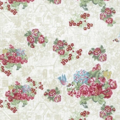 Japanese Floral on Light Green