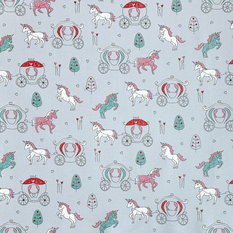 Unicorn and Carriage on Gray