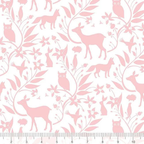 Pink Forest Animals on White