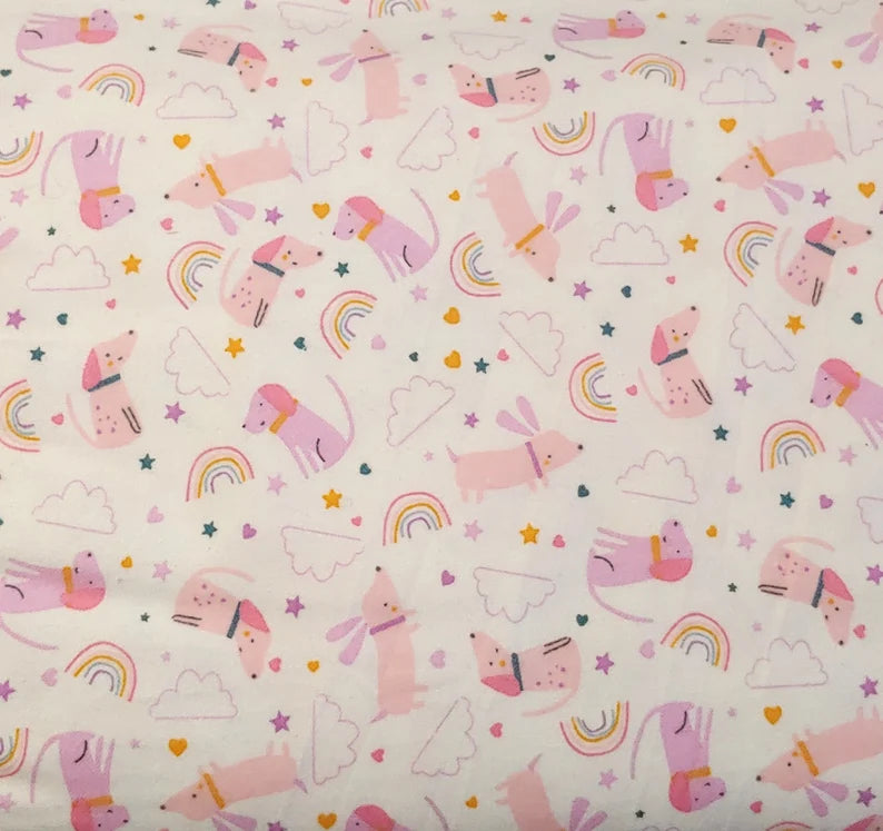 Rainbow Dogs on Pink ♥ Flannel
