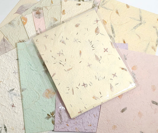 10 x Assorted Sheets of Mulberry Handmade Paper 8" x 10"