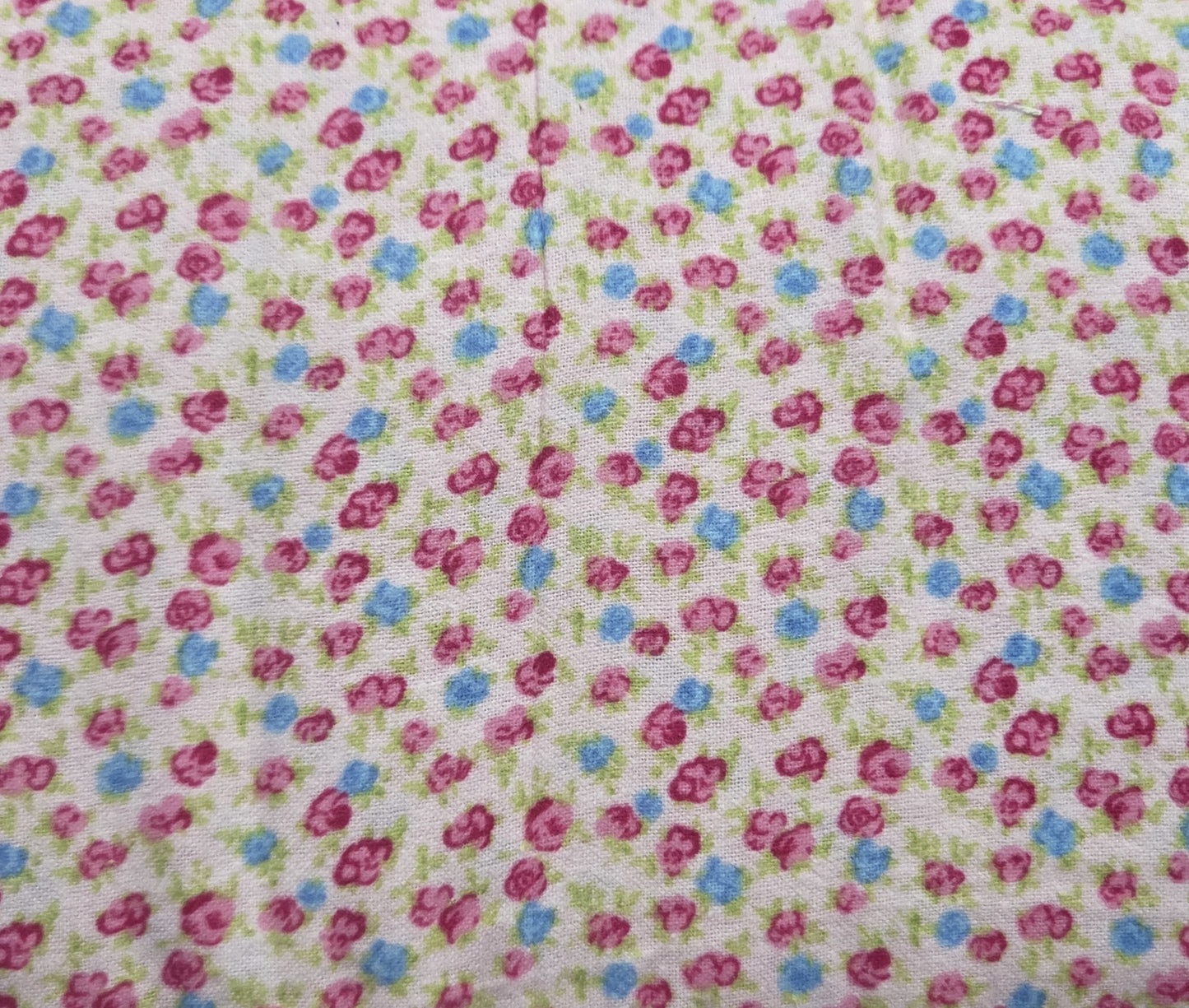 Pink Ditsy Floral Print on White ♥ Flannel