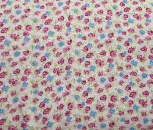 Pink Ditsy Floral Print on White ♥ Flannel