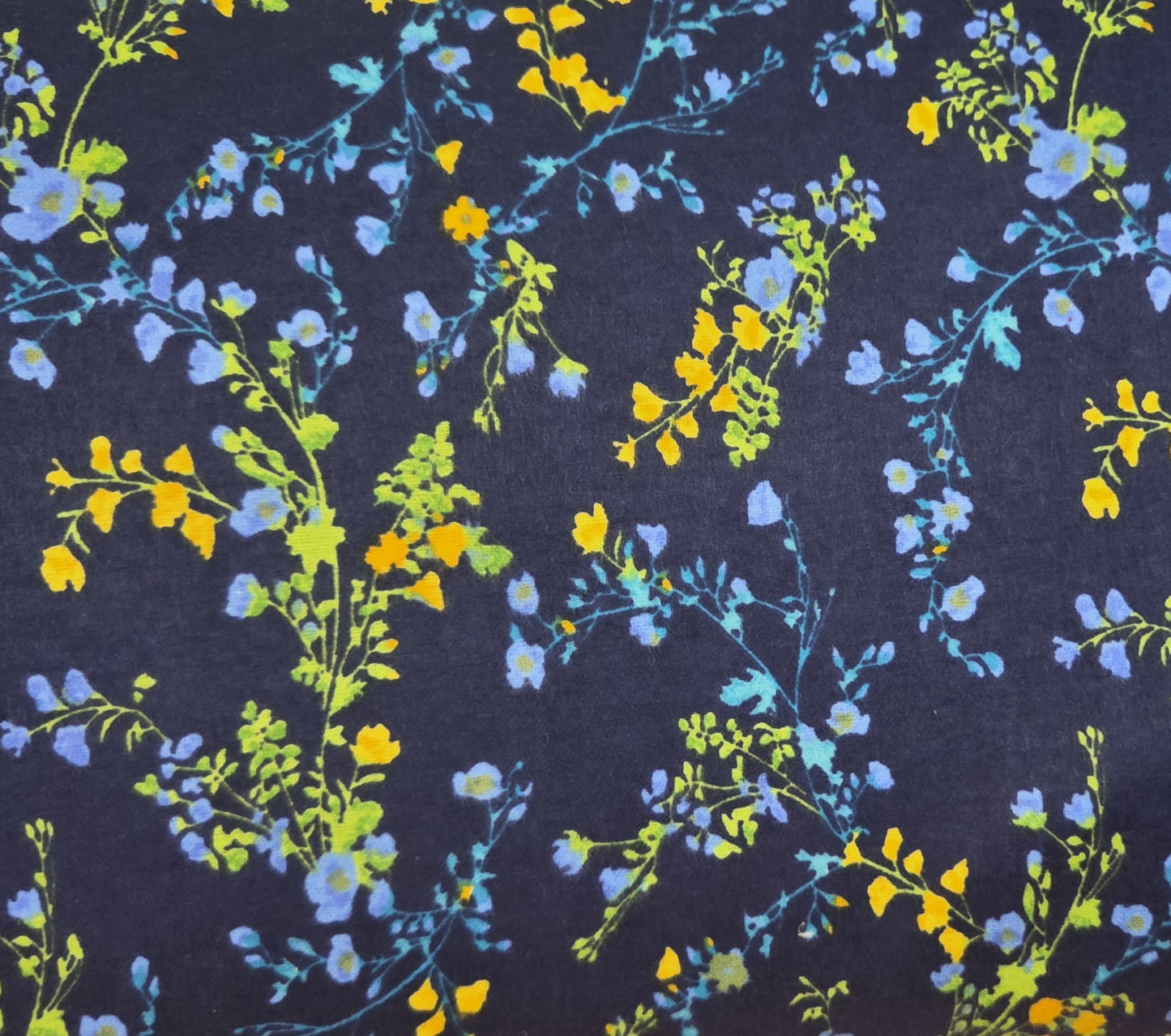 Green & Yellow Floral on Navy ♥ Flannel