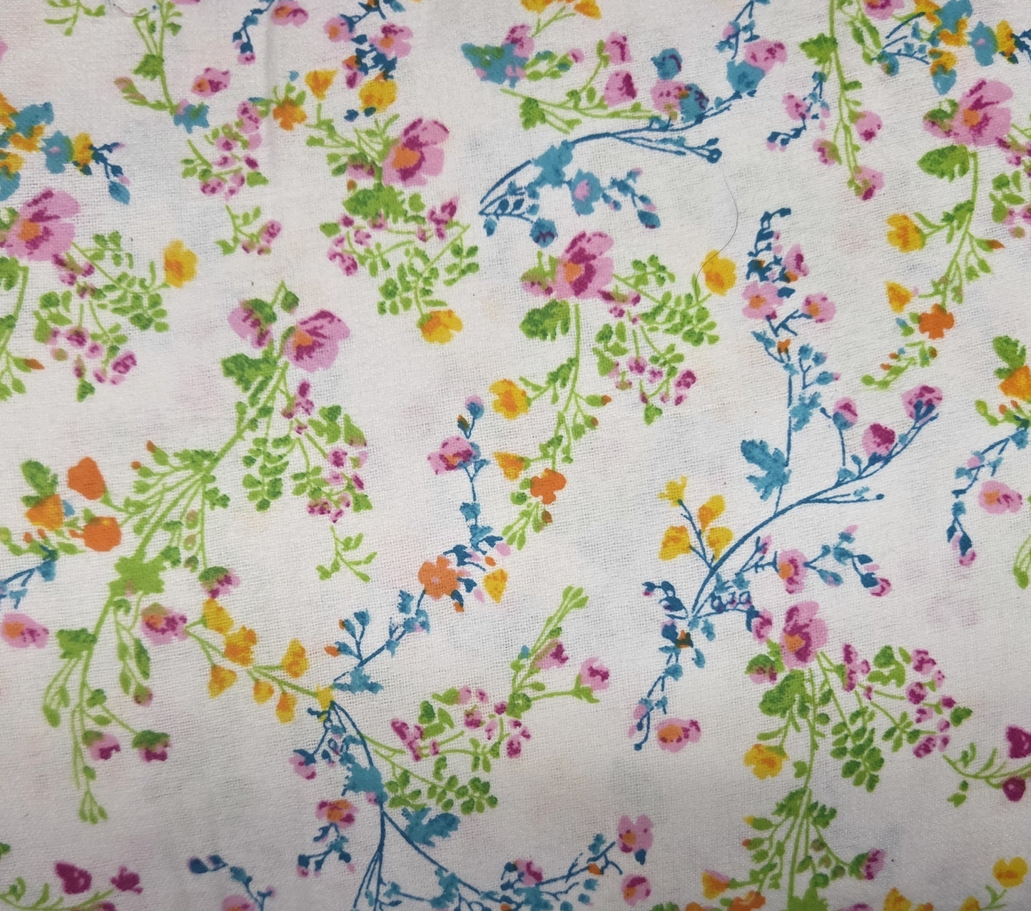 Colorful Floral Vines on White ♥ Flannel