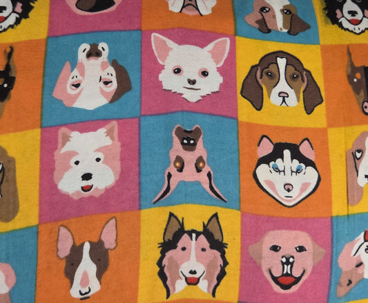 Dog Heads in Squares on Orange ♥ Flannel
