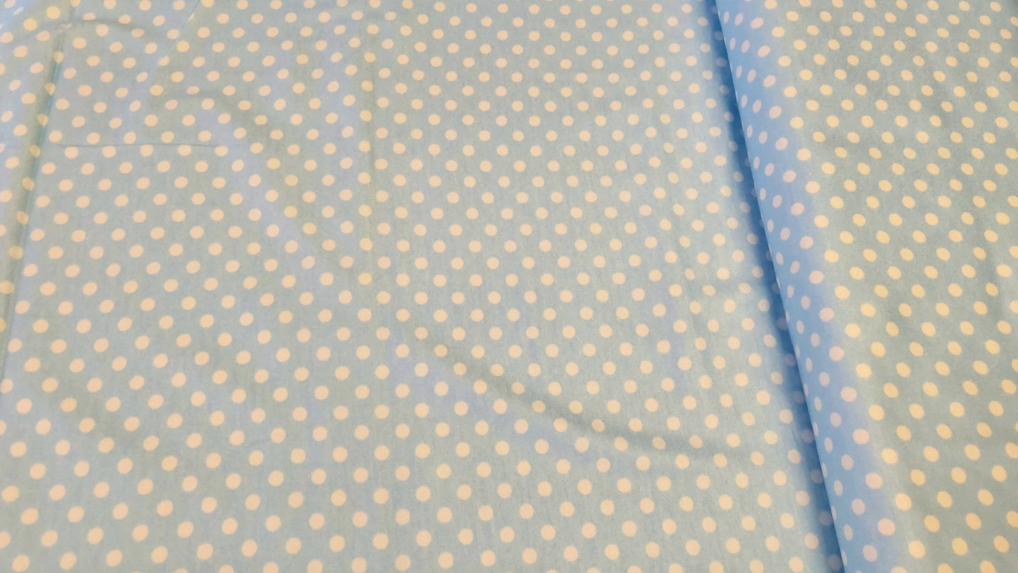 White Polka Dots on Blue ♥ Bamboo Flannel