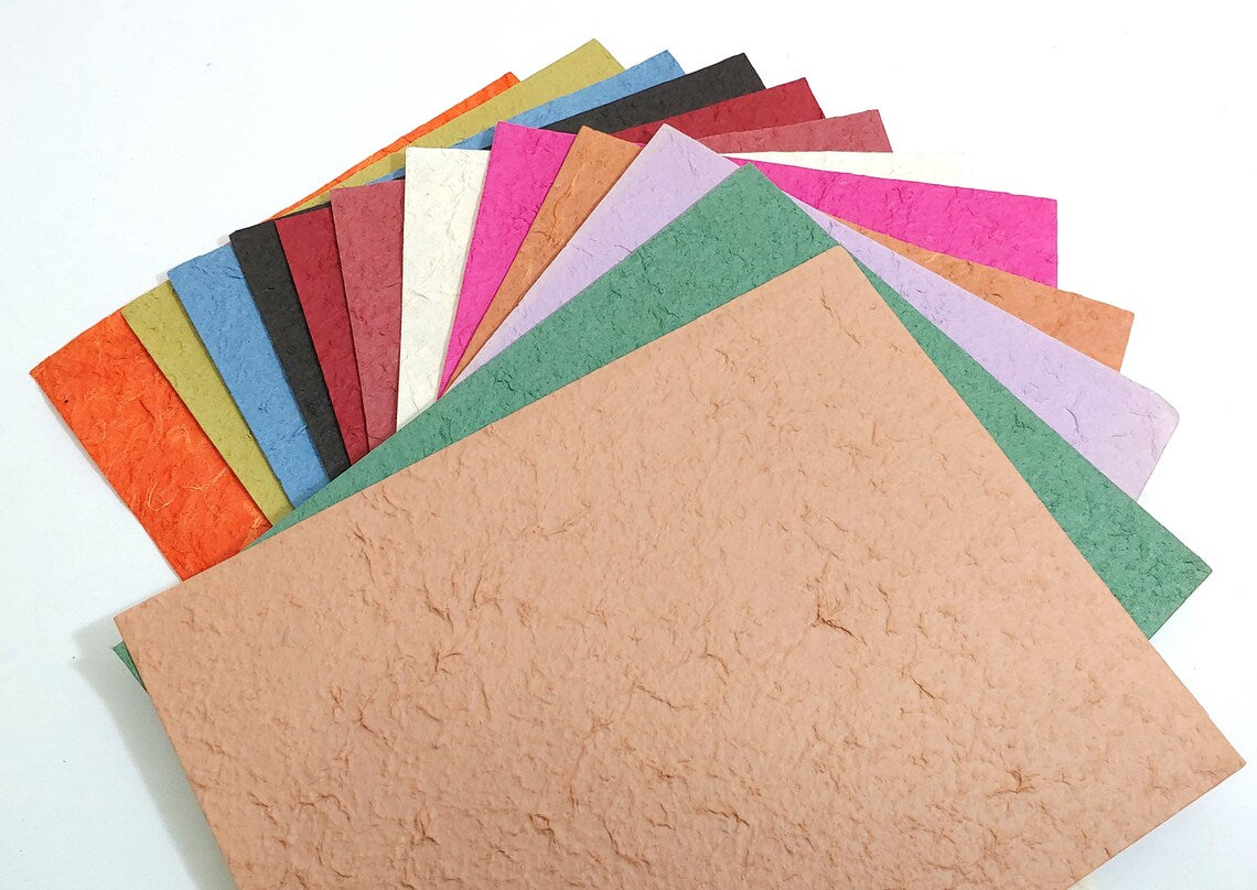 Decorative Handmade Paper in Solid Colors - Pack of 10 - 7" x 10"