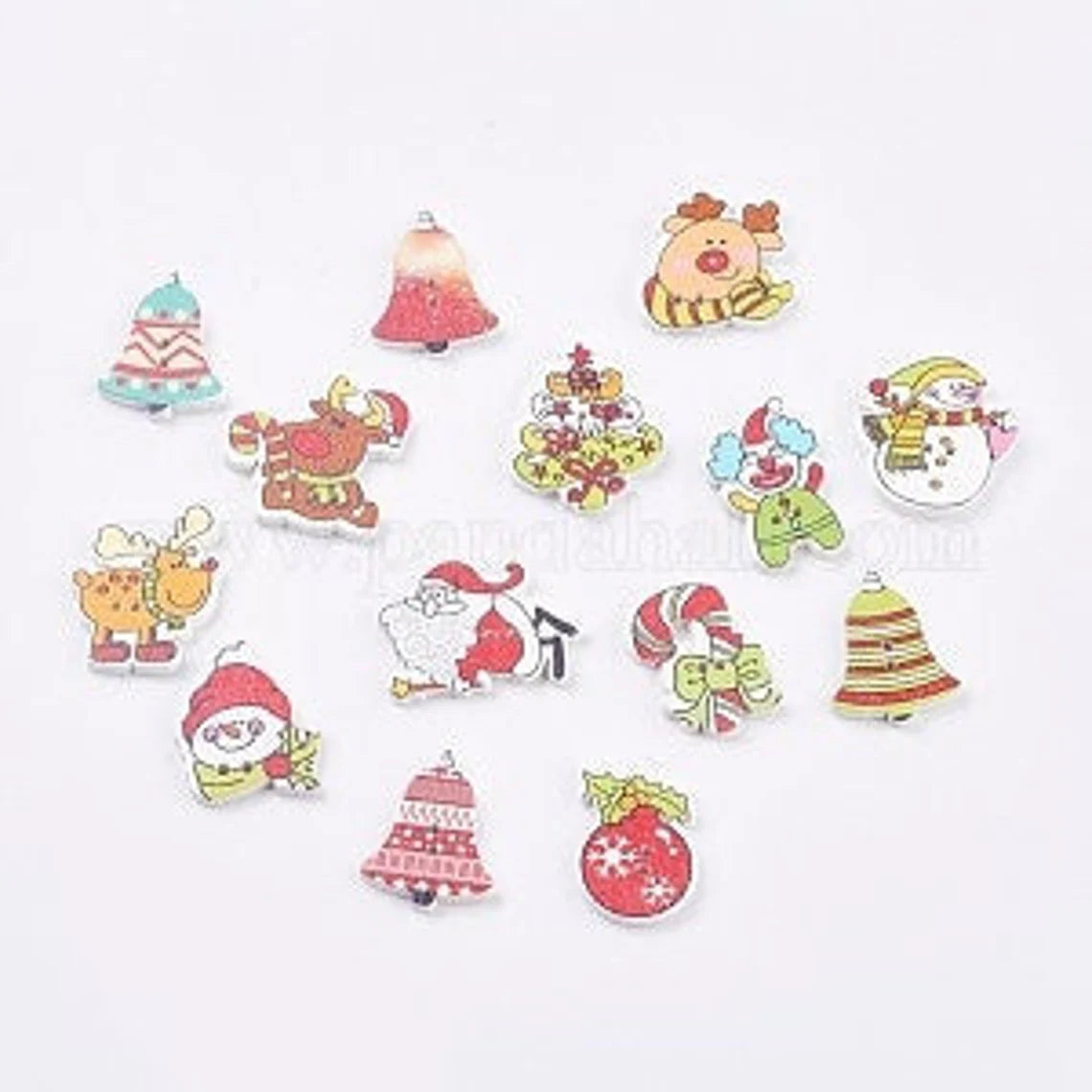 Christmas Theme #2 Wooden Buttons - Set of 6