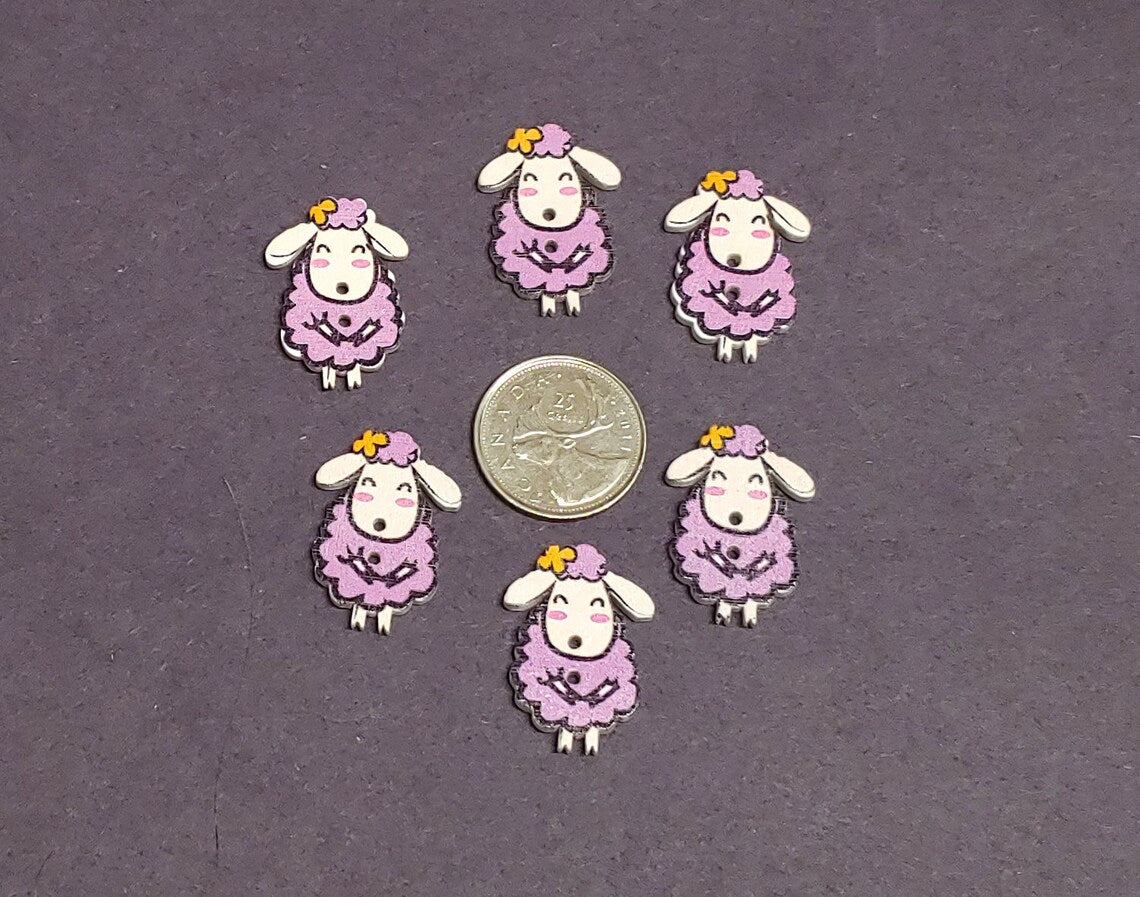 Sheep Wooden Buttons - Set of 6