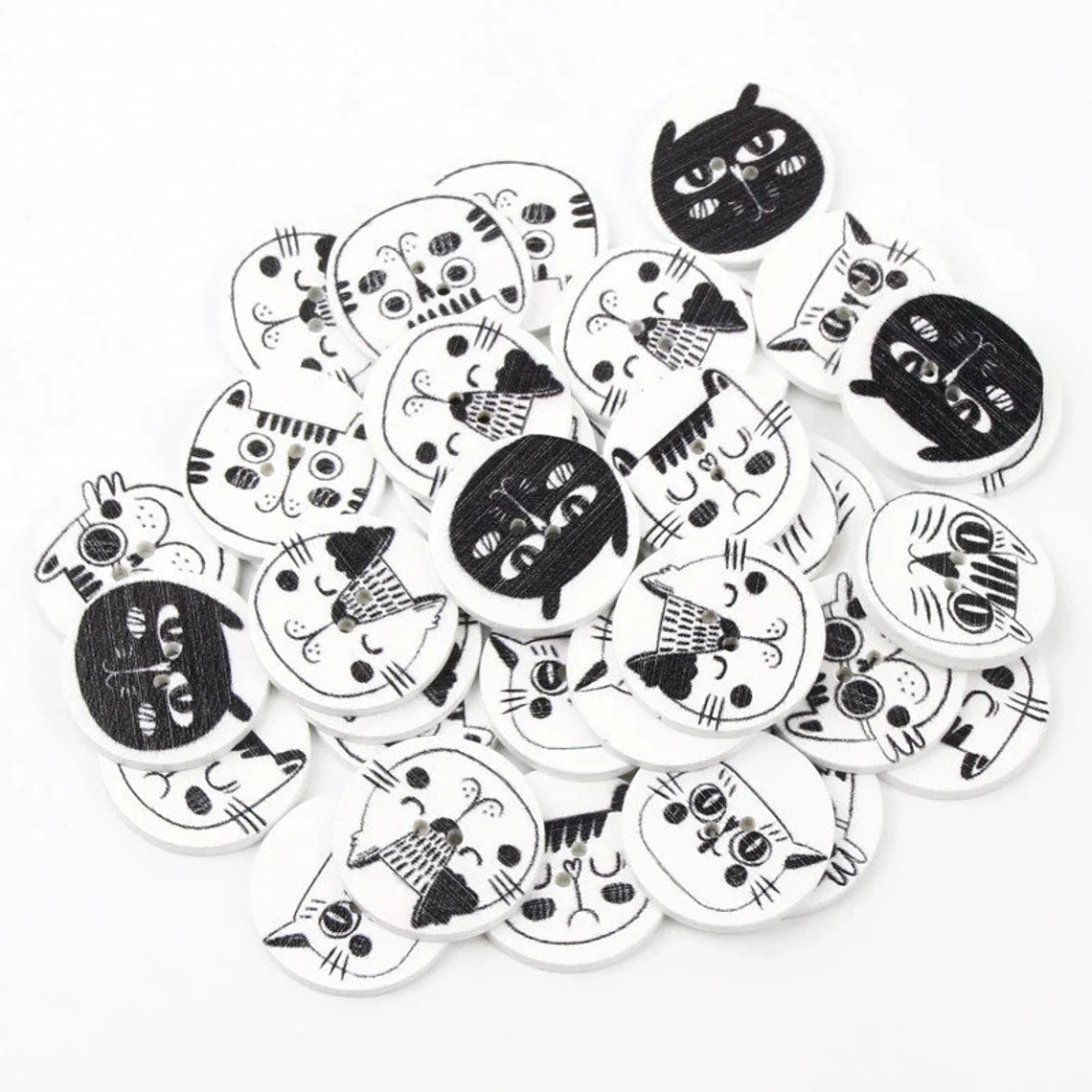 Cattitude Wooden Buttons - Set of 6
