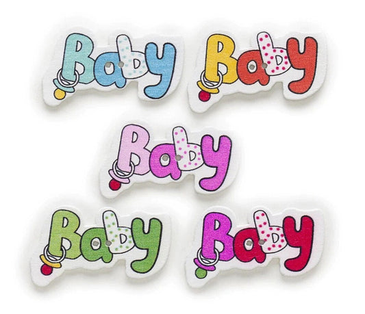 BABY Word Wooden Buttons - Set of 6