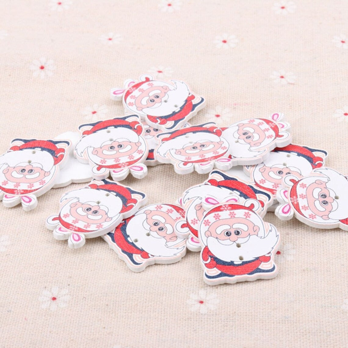 Santa Claus Wooden Buttons - Set of 6