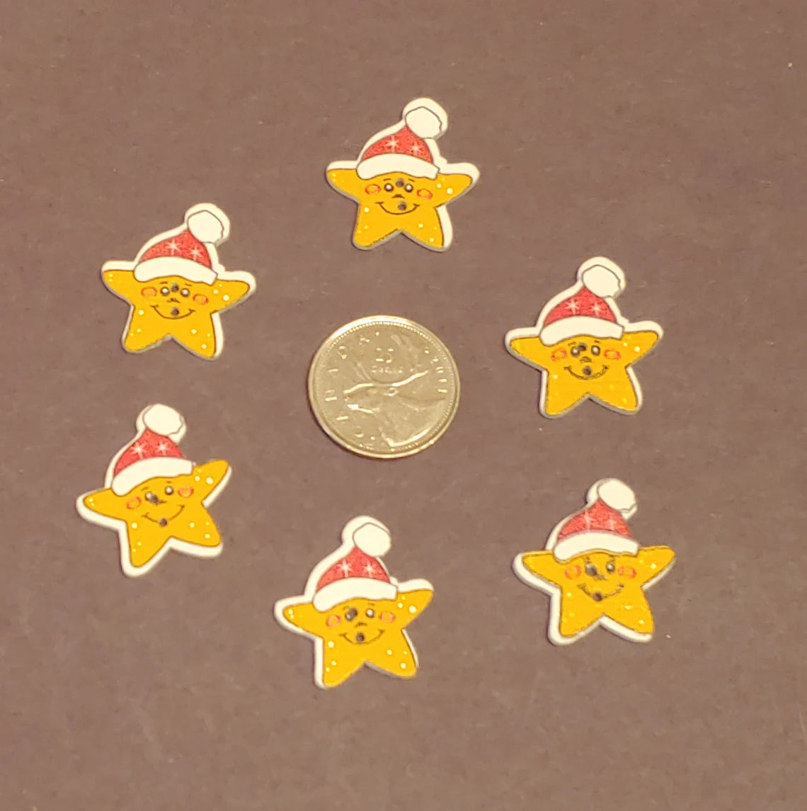 Christmas Theme Wooden Buttons - Set of 6