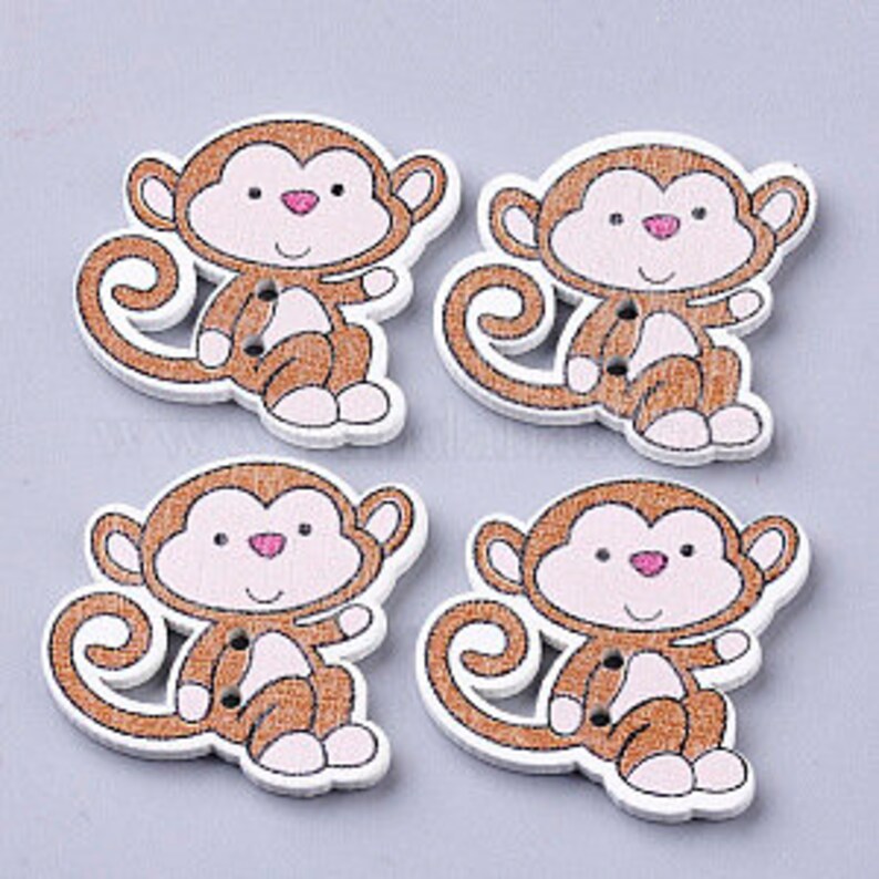 Monkeys Wooden Buttons - Set of 6
