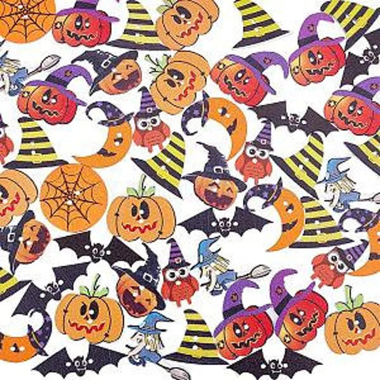 Halloween Themed Round Wooden Buttons - Set of 6
