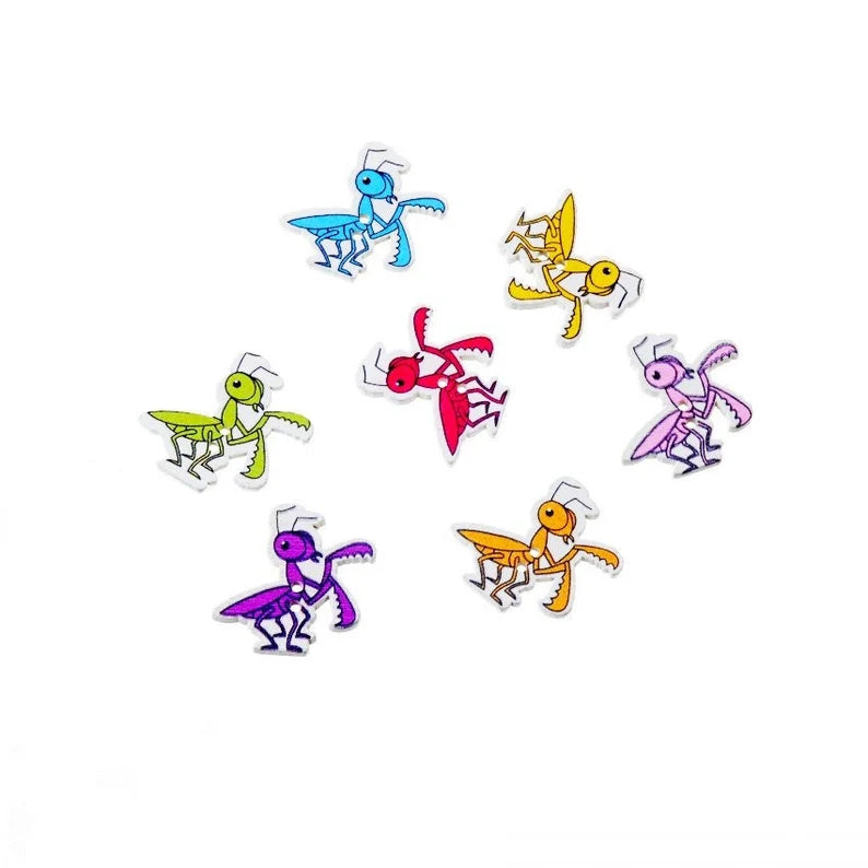 Praying Mantis Wooden Buttons - Set of 6