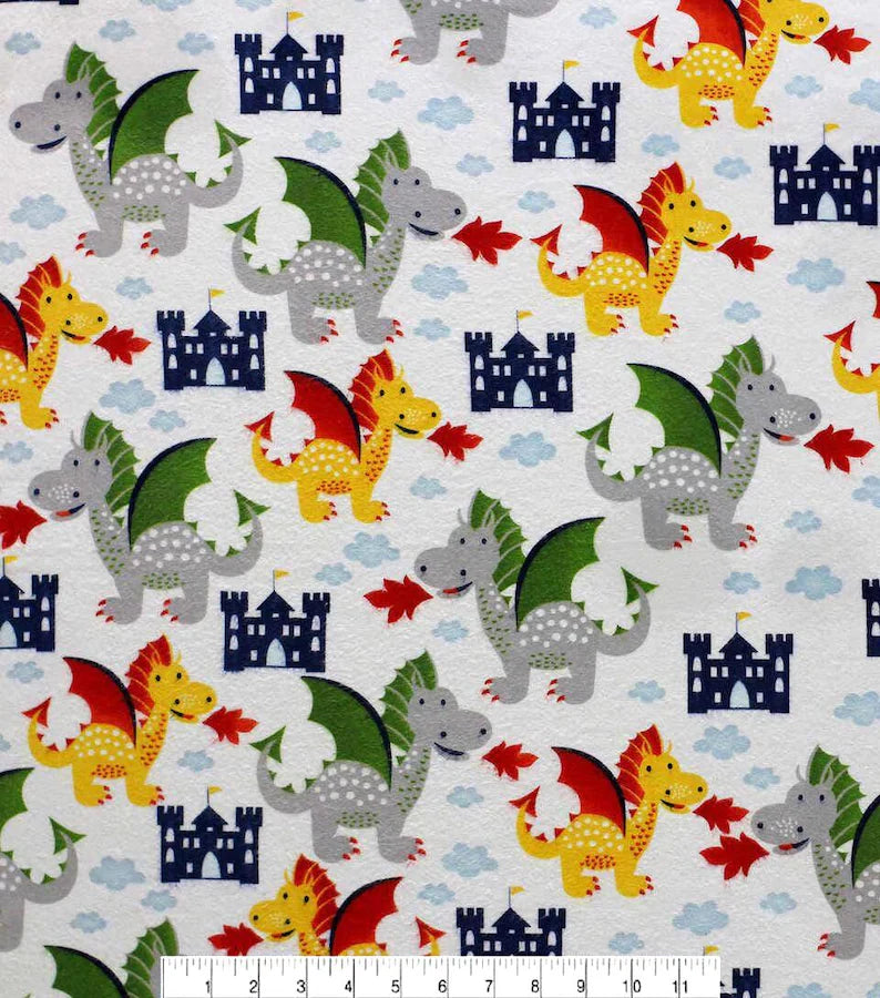 Dragons and Castles on White ♥ Flannel