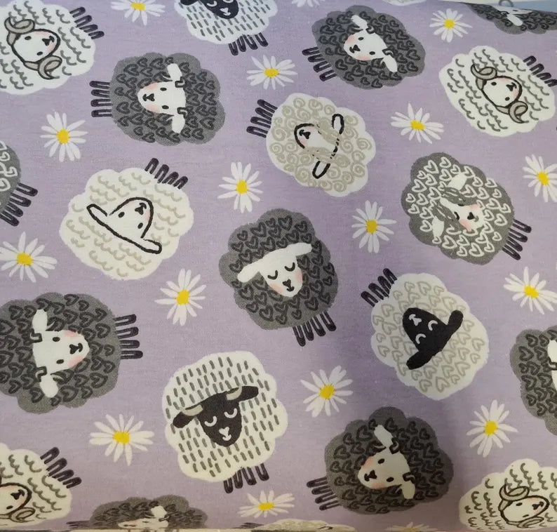 Tossed Sheep on Lilac Print ♥ Flannel