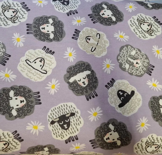 Tossed Sheep on Lilac Print ♥ Flannel