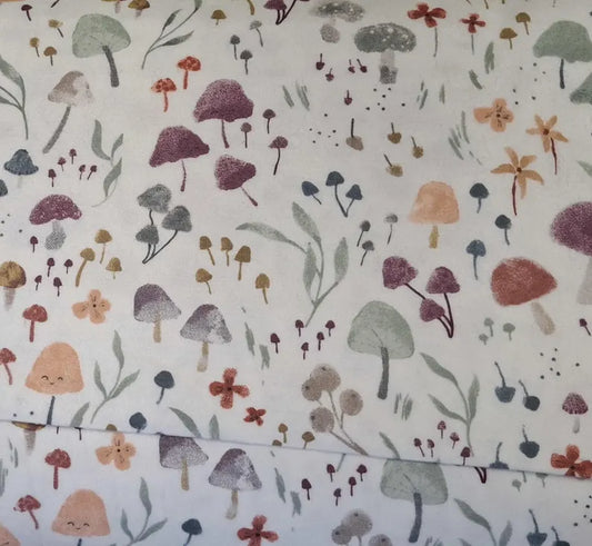 Light Colored Fungi Mushroom Print ♥ Flannel