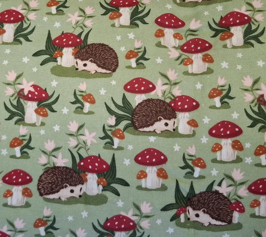 Hedgehog Toadstool Mushroom Print ♥ Flannel