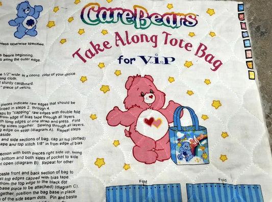 VINTAGE DIY Care Bears Tote Bag Pattern 2004 by Cranston - Made in the USA - Sold by the piece