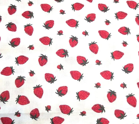 Tossed Strawberries on White
