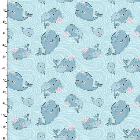 Mommy and Me Whales on Blue ♥ Flannel