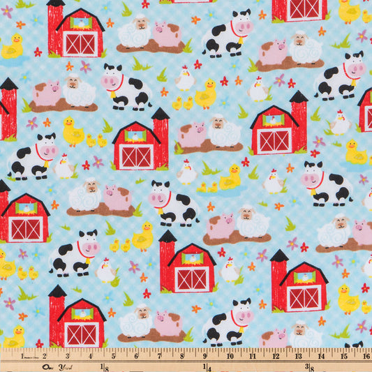 Farm Animals on Blue ♥ Flannel