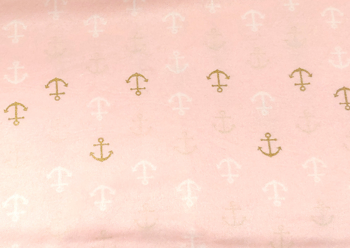 Metallic Anchors on Pink ♥ Bamboo Flannel