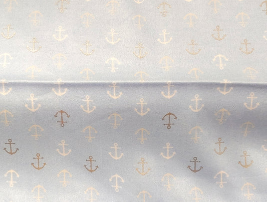 Metallic Anchors on Blue ♥ Bamboo Flannel
