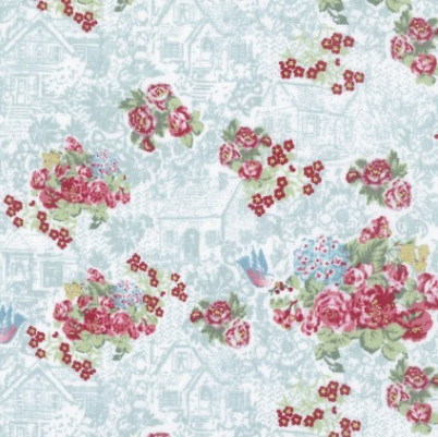 Japanese Floral on Blue