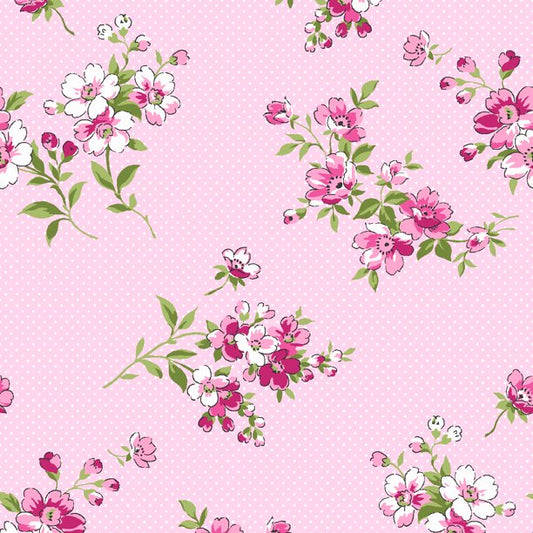 Floral on Dots Pink