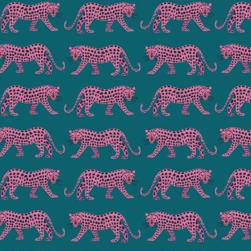 Night Jungle Leopards on Teal