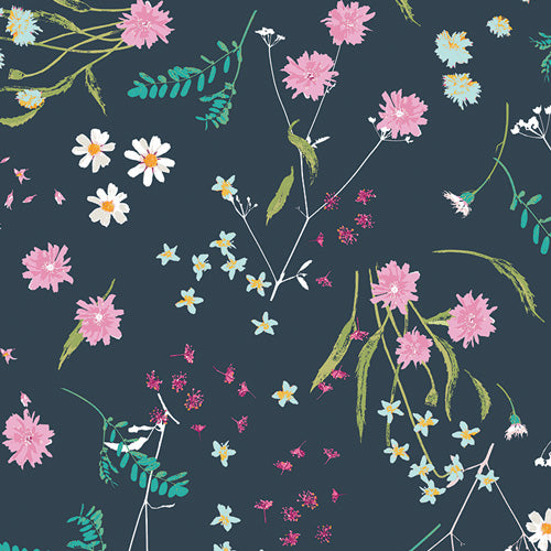 Blossom Swale Depth Floral on Navy