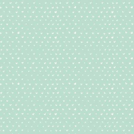 Hearts on Mint by Dear Stella Quilting Fabric - 100% cotton - great for crafting, doll making, quilting, etc BY THE 1/2 YARD