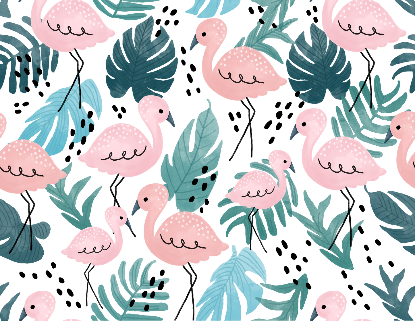 Tropical Flamingos ♥ Watercolor