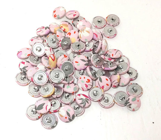 Cute Pink Floral Fabric Covered Buttons