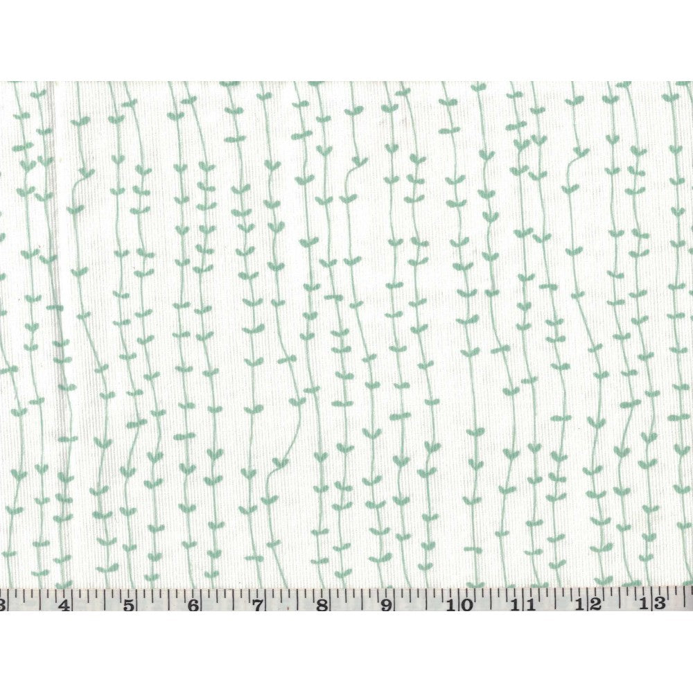 Caris Climbing Vines Celedon on White ♥ Corduroy Fabric