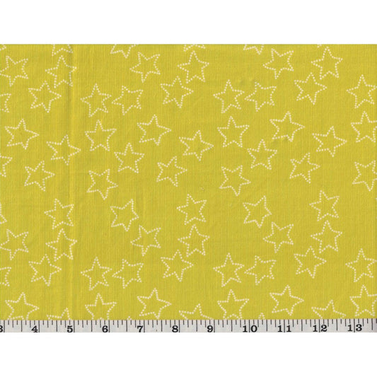 Stella Stars on Citrus Lime Green/Bright Yellow ♥ Corduroy Fabric