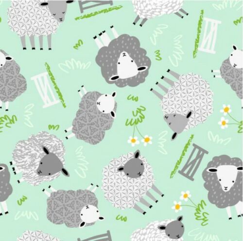 Tossed Sheep on Mint ♥ Flannel